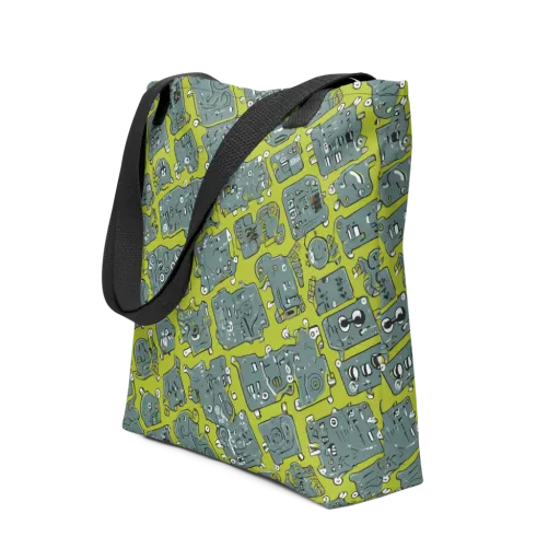 Lime Circuit on a Tote Bag