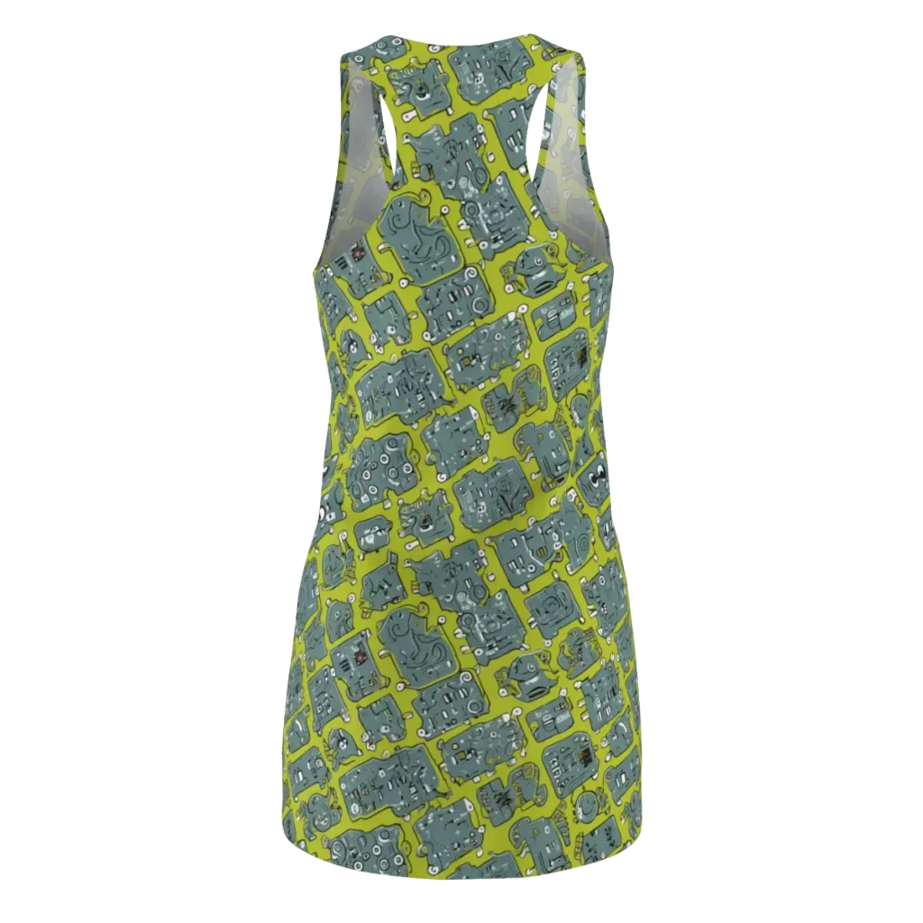 Lime Circuit on Racerback Dress — Back