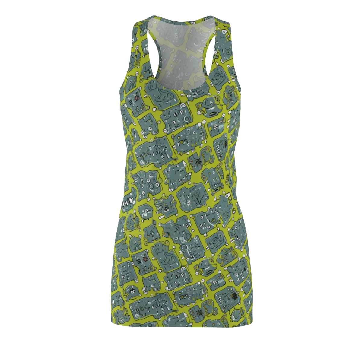 Lime Circuit on Racerback Dress — Front