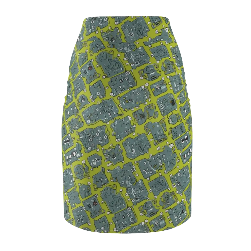 Lime Circuit on Pencil Skirt — Back