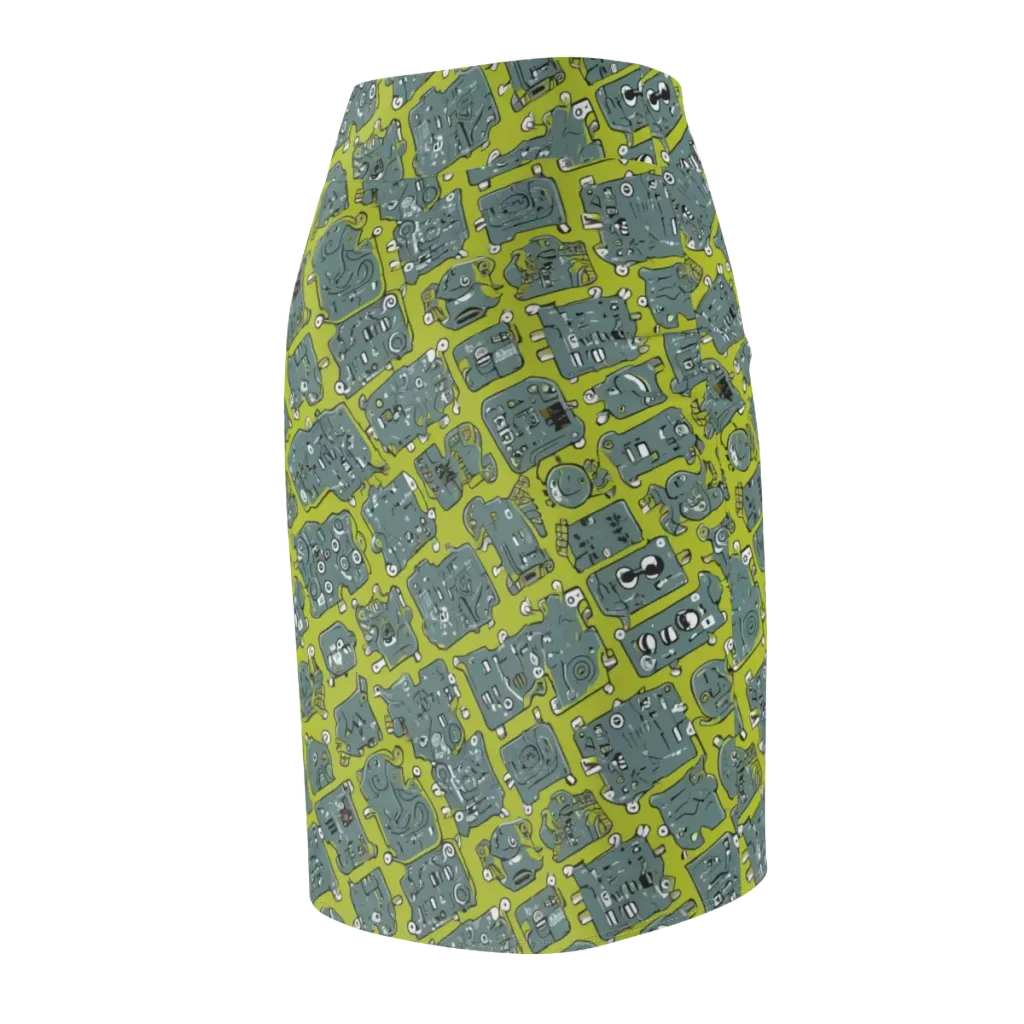 Lime Circuit on Pencil Skirt — Back Side