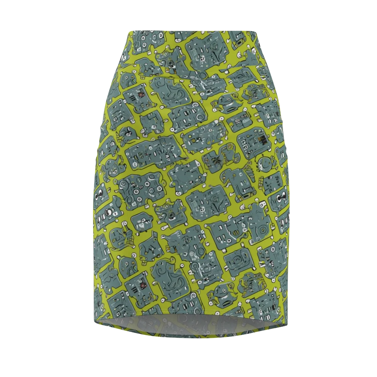 Lime Circuit on Pencil Skirt — Front