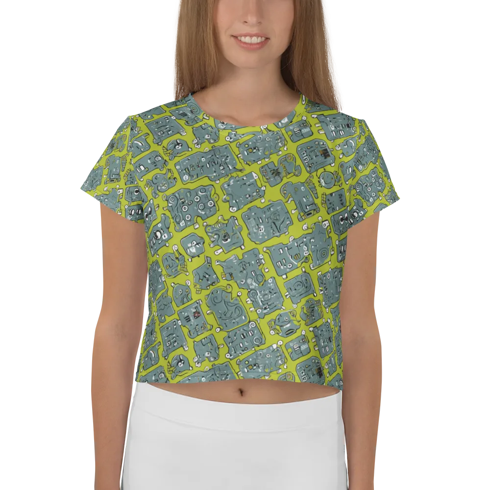 Lime Circuit on Crop Tee — Front