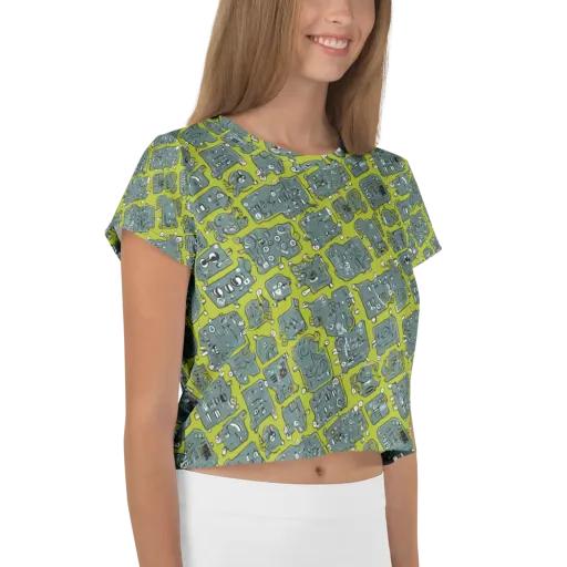 Lime Circuit on a Crop Tee