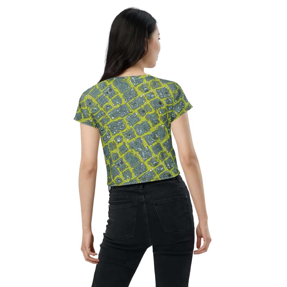 Lime Circuit on Crop Tee — Back