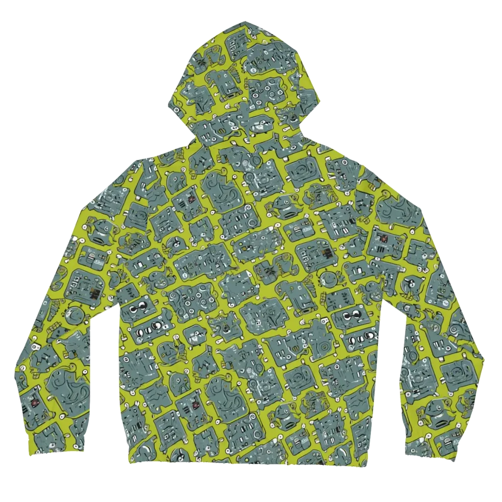 Lime Circuit on Women's Full-Zip Hoodie — Back