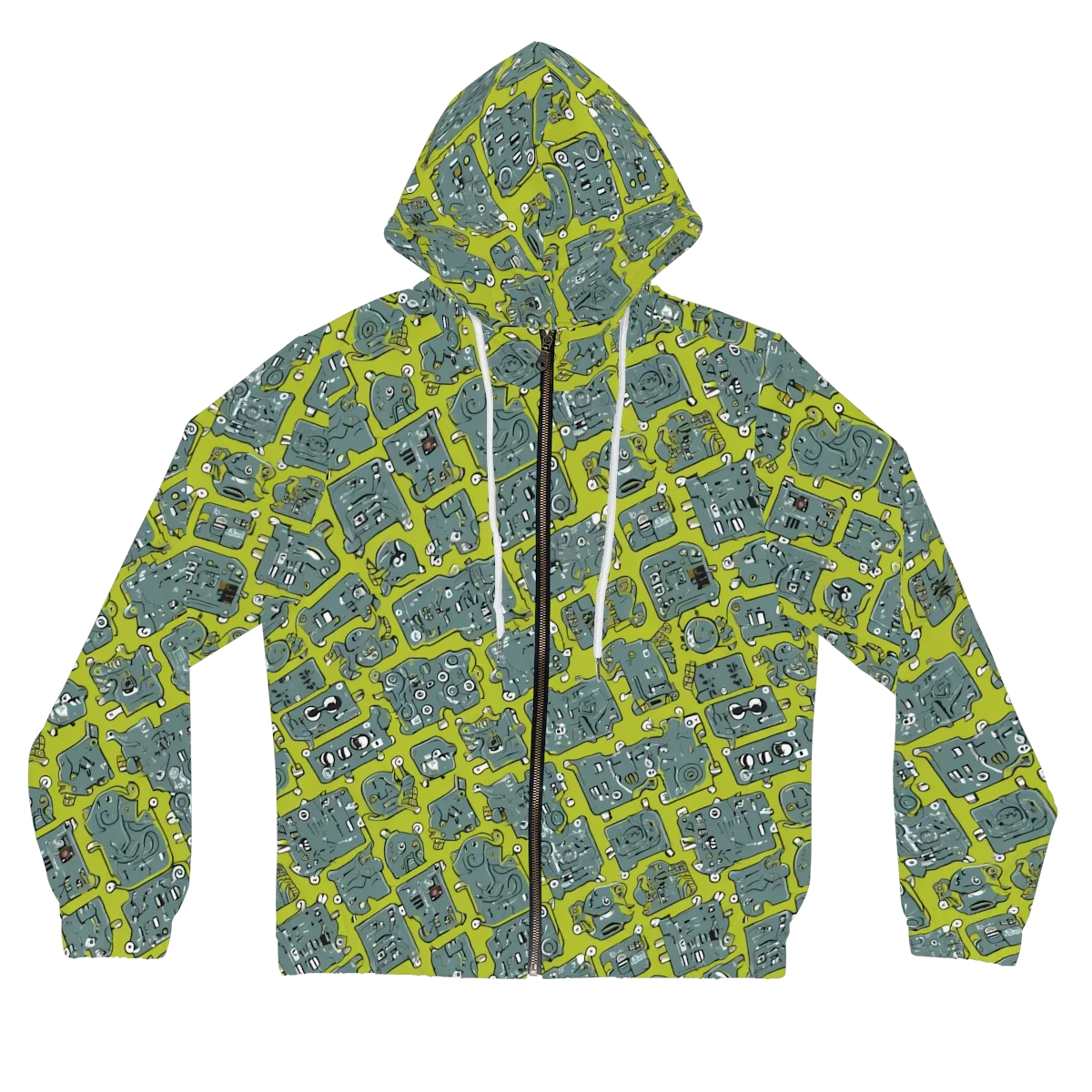 Lime Circuit on Women's Full-Zip Hoodie — Front