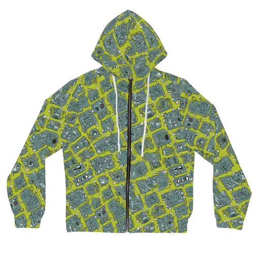 Lime Circuit on a Women's Full-Zip Hoodie
