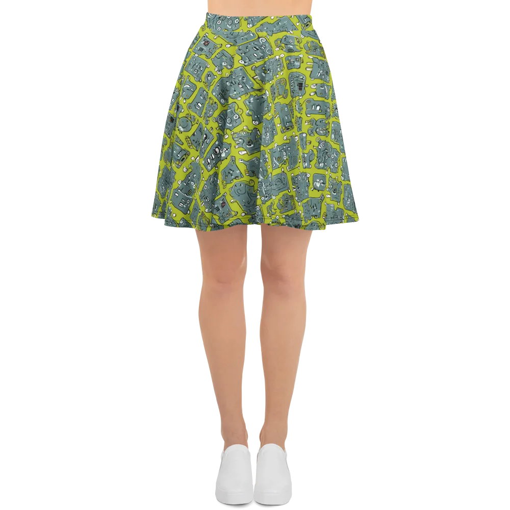 Lime Circuit on Skater Skirt — Front