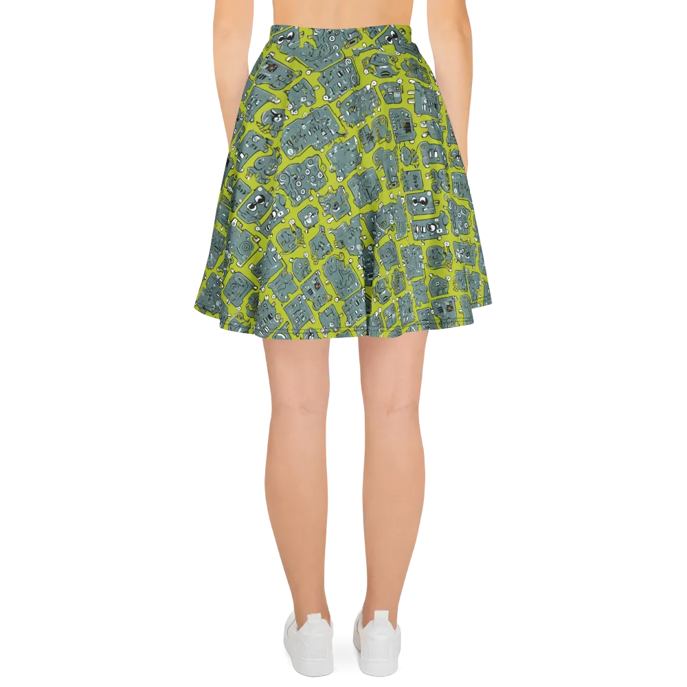 Lime Circuit on Skater Skirt — Back