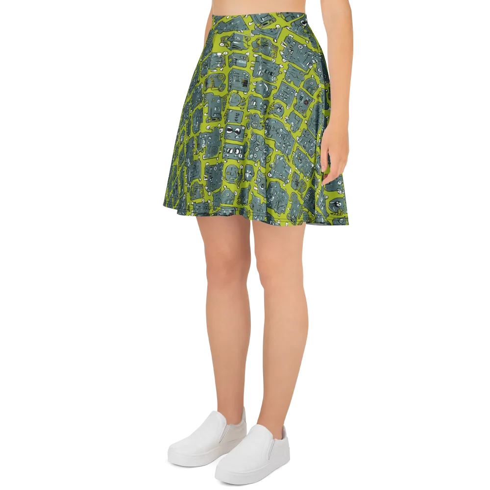 Lime Circuit on Skater Skirt — Left