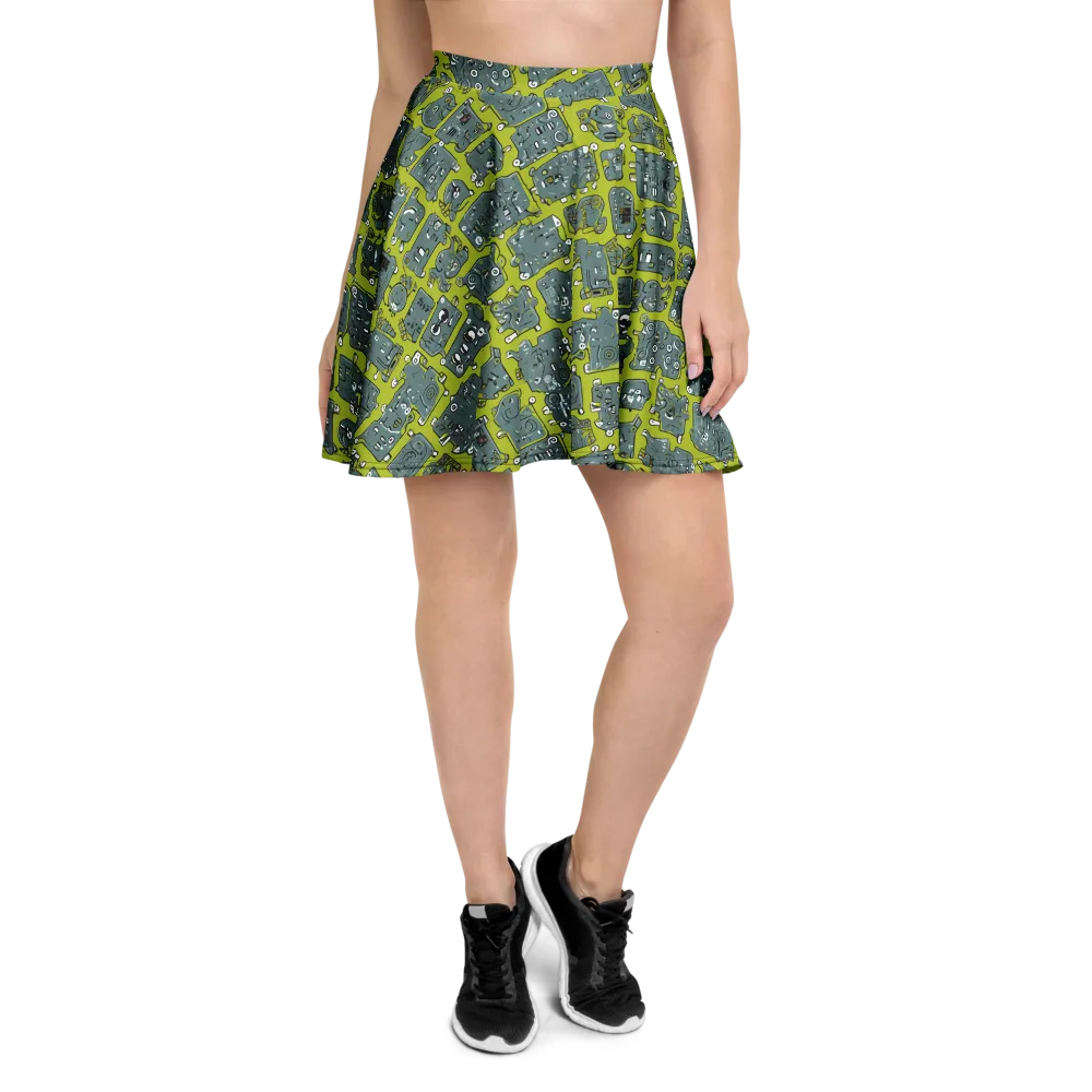 Lime Circuit on Skater Skirt — Front