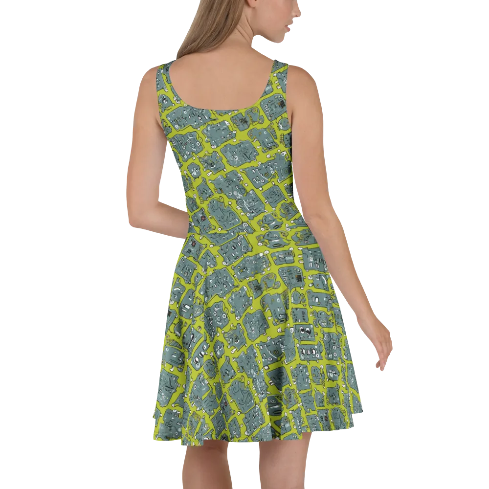 Lime Circuit on Skater Dress — Back