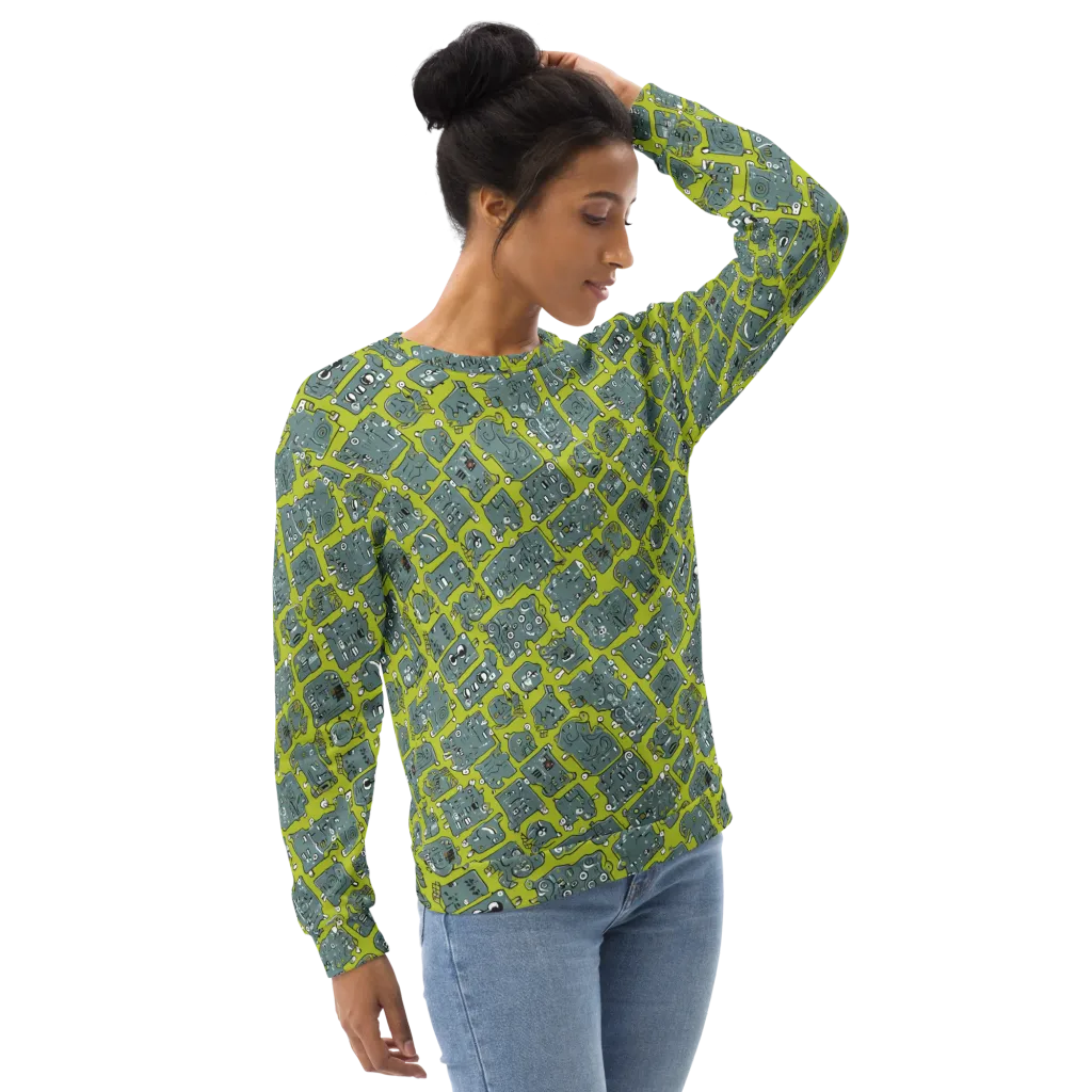 Lime Circuit on Sweatshirt — Right Front