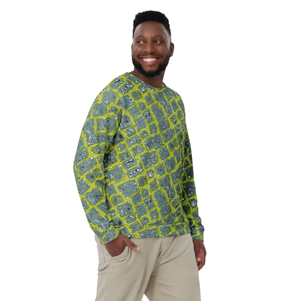 Lime Circuit on Sweatshirt — Front