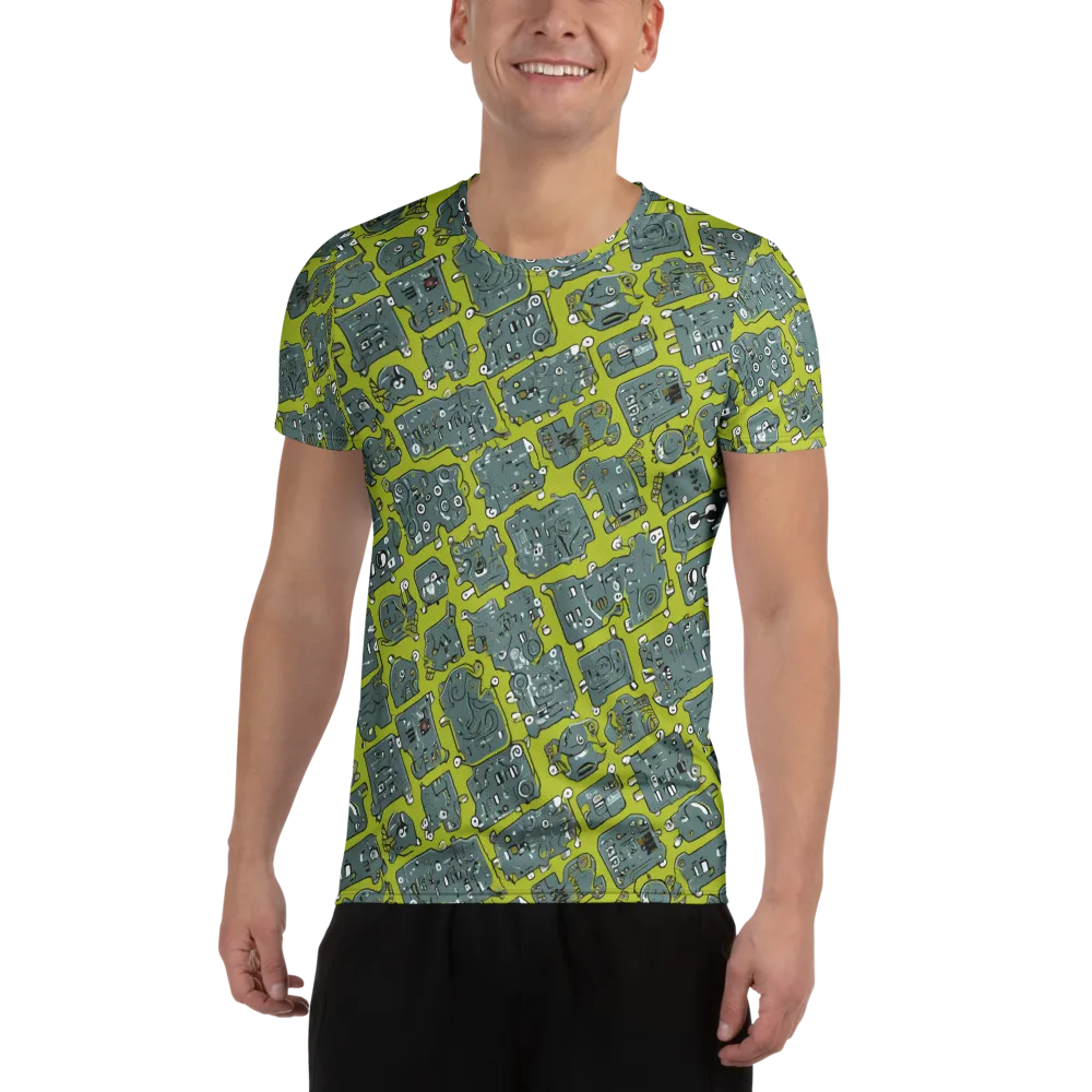 Lime Circuit on Men's Athletic T-Shirt — Front