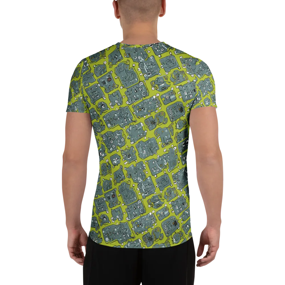 Lime Circuit on Men's Athletic T-Shirt — Back