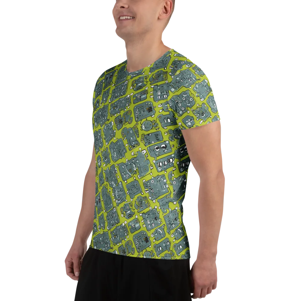 Lime Circuit on Men's Athletic T-Shirt — Left
