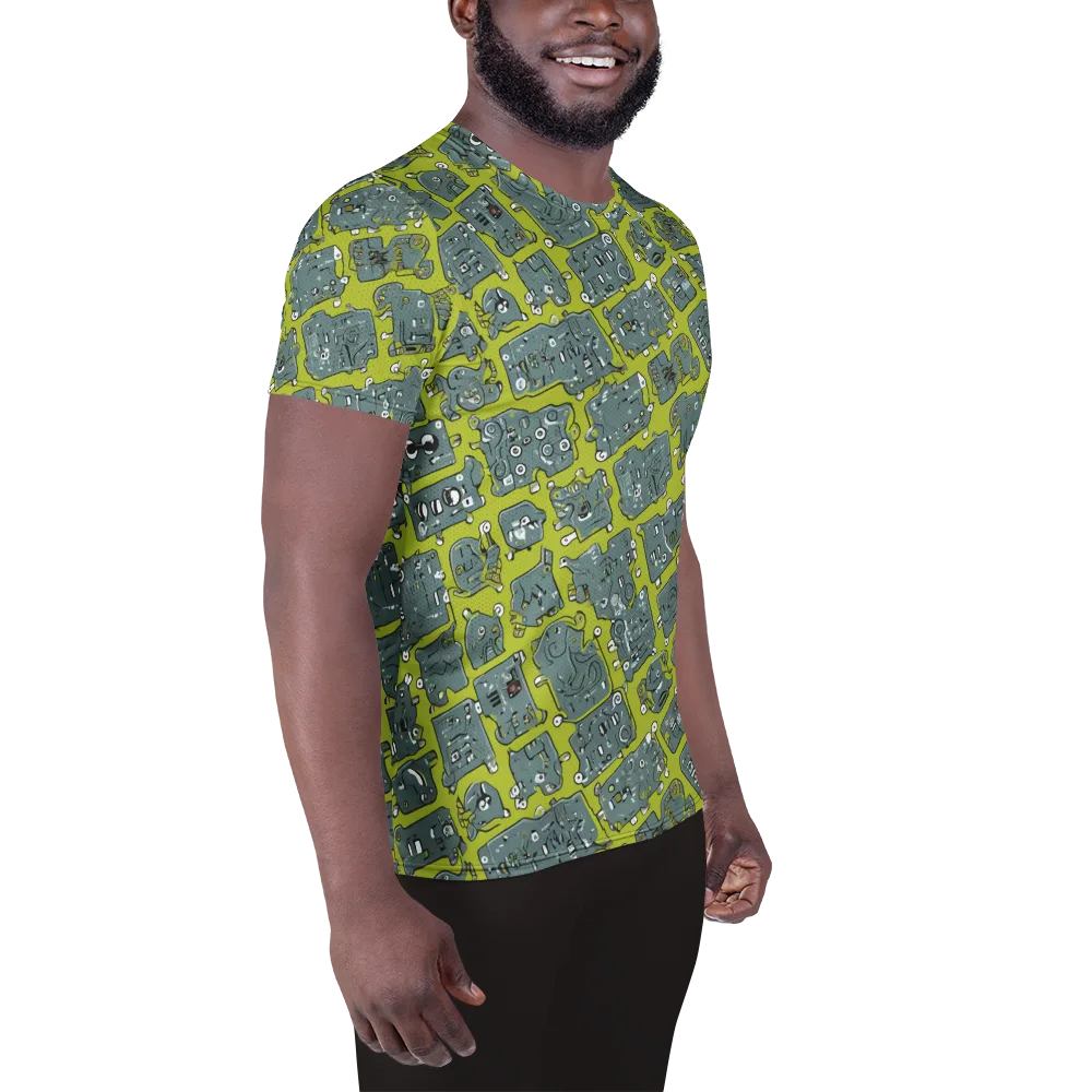 Lime Circuit on Men's Athletic T-Shirt — Right