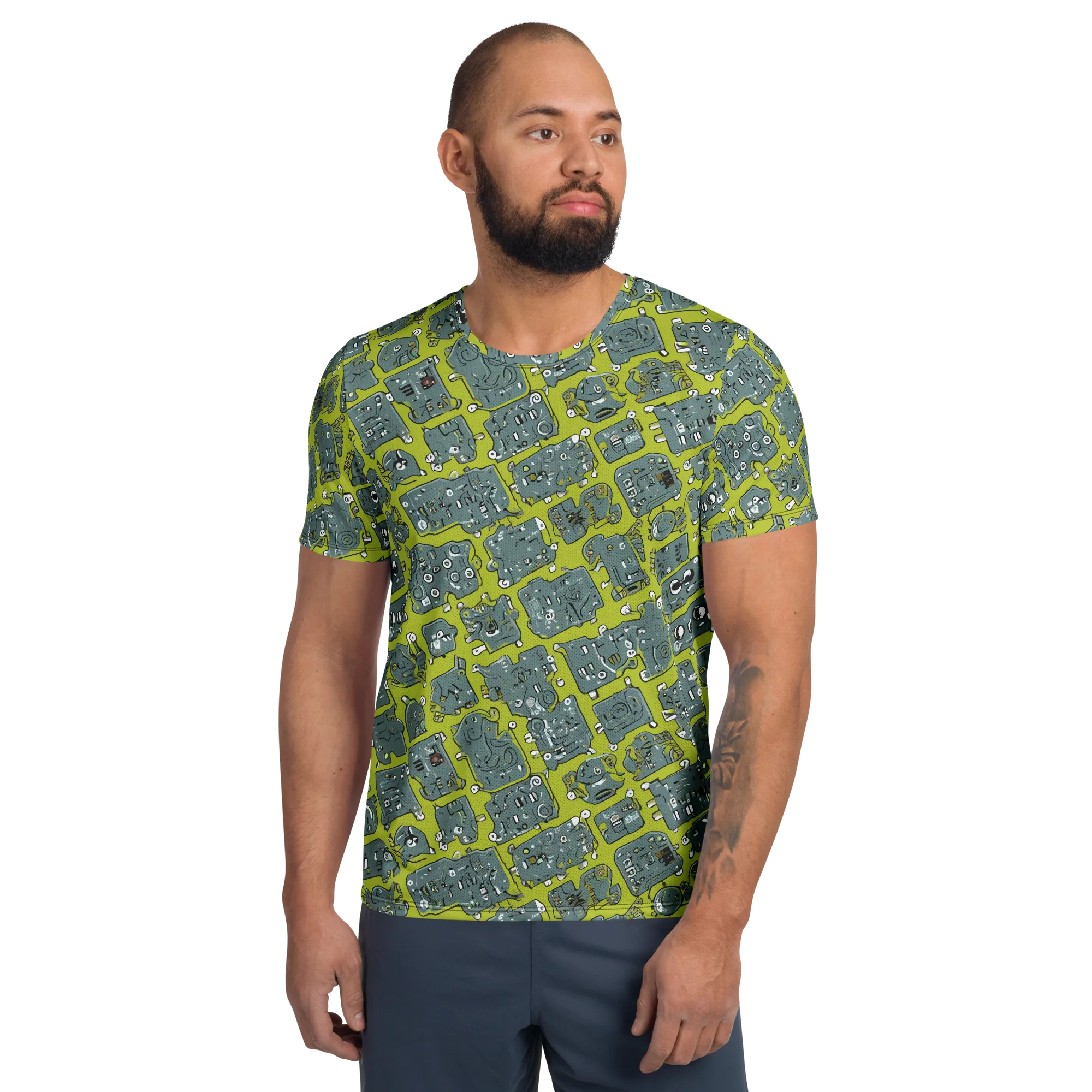 Lime Circuit on Men's Athletic T-Shirt — Front