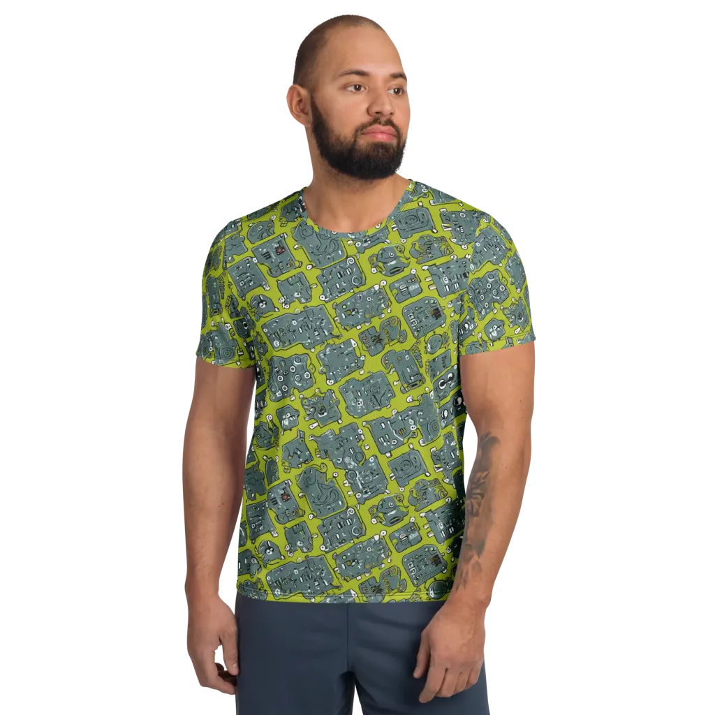 Lime Circuit on Men's Athletic T-Shirt — Front