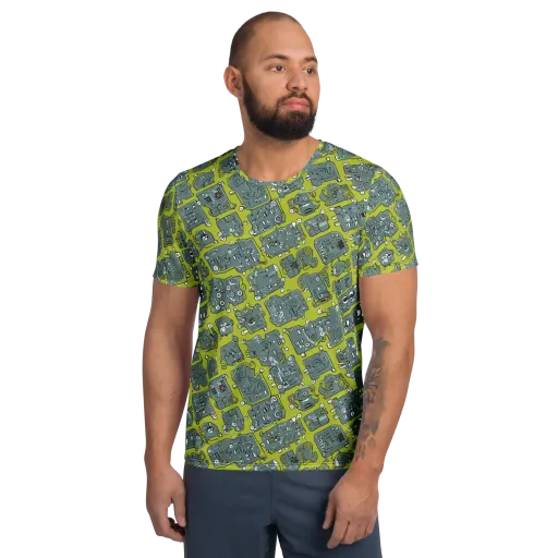 Lime Circuit on a Men's Athletic T-Shirt