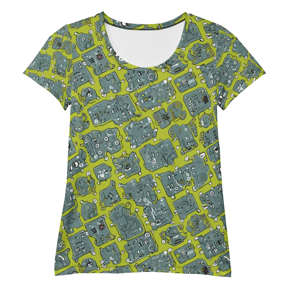 Lime Circuit on Women's Athletic T-Shirt — Front