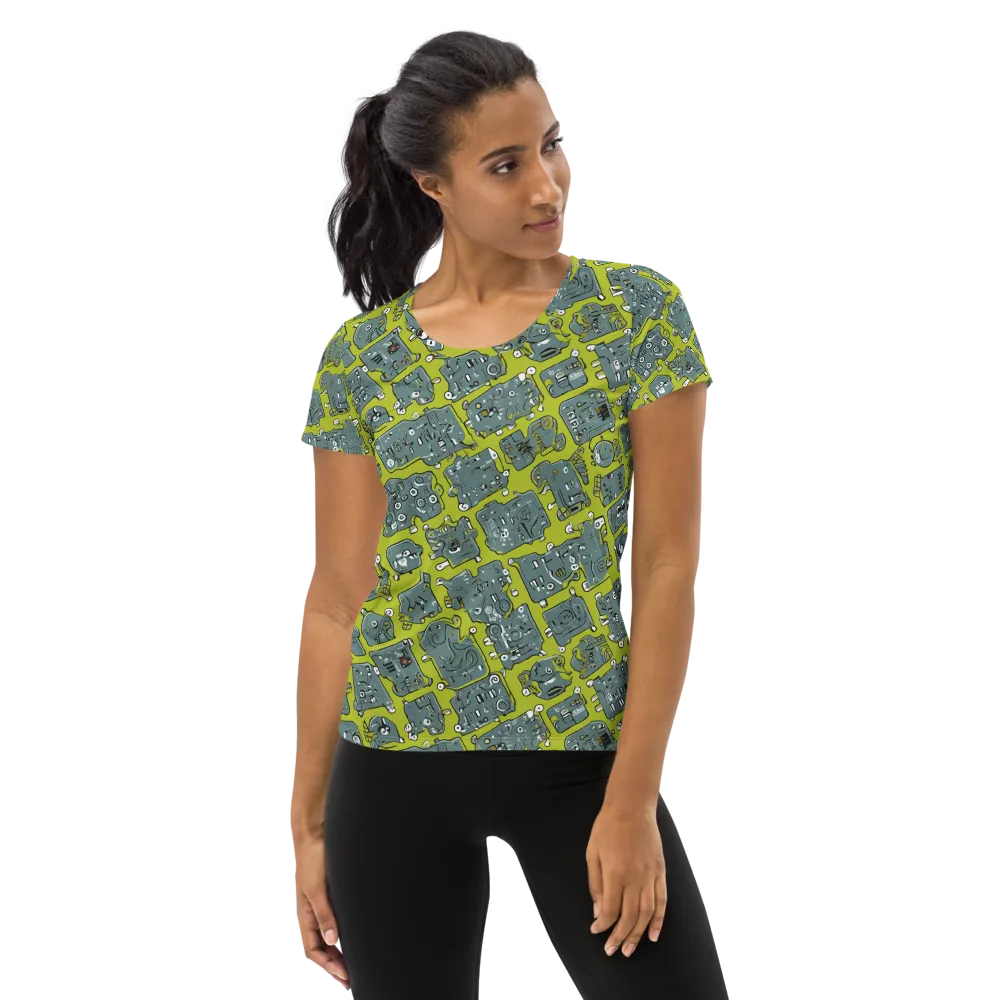 Lime Circuit on Women's Athletic T-Shirt — Front