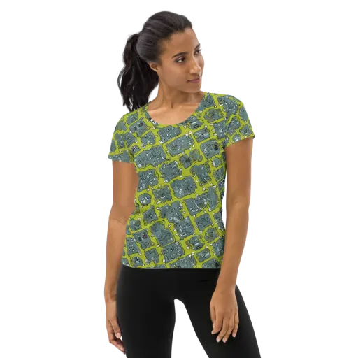 Lime Circuit on a Women's Athletic T-Shirt