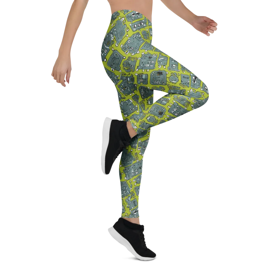 Lime Circuit on Leggings — Right