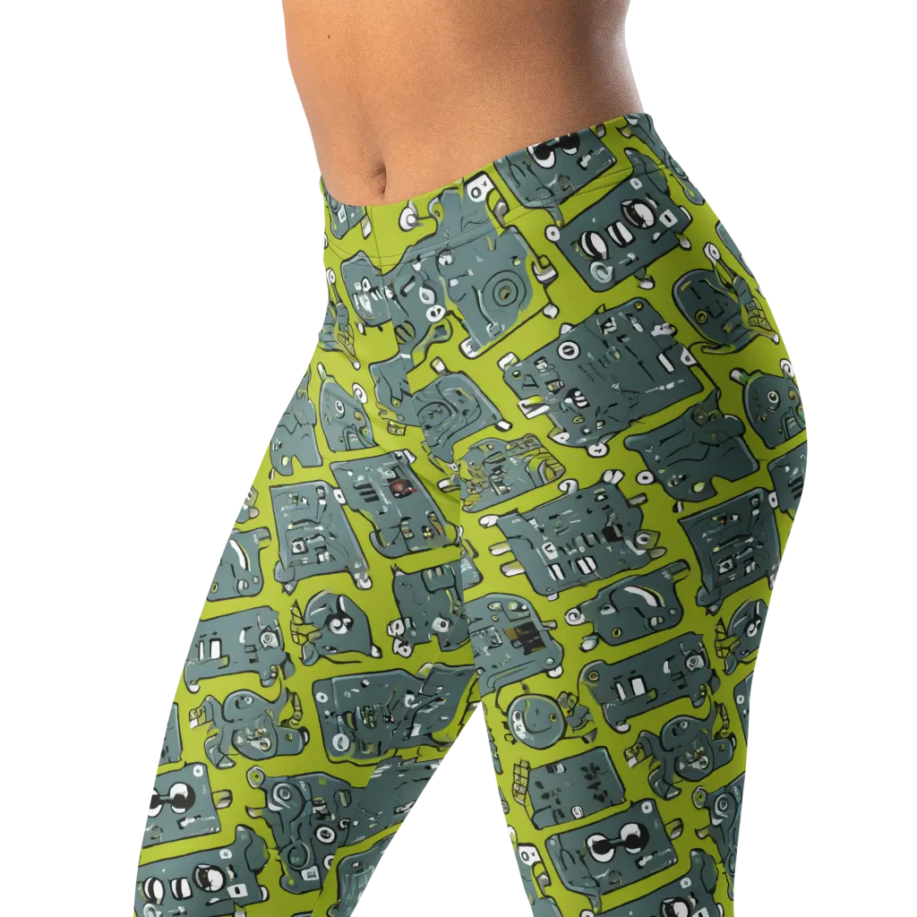 Lime Circuit on Leggings — Left Front