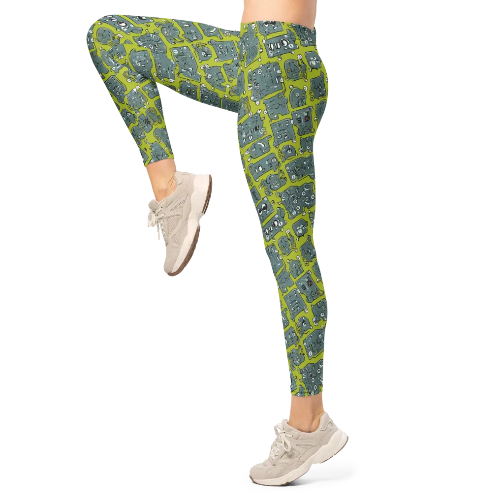 Lime Circuit on Leggings — Left