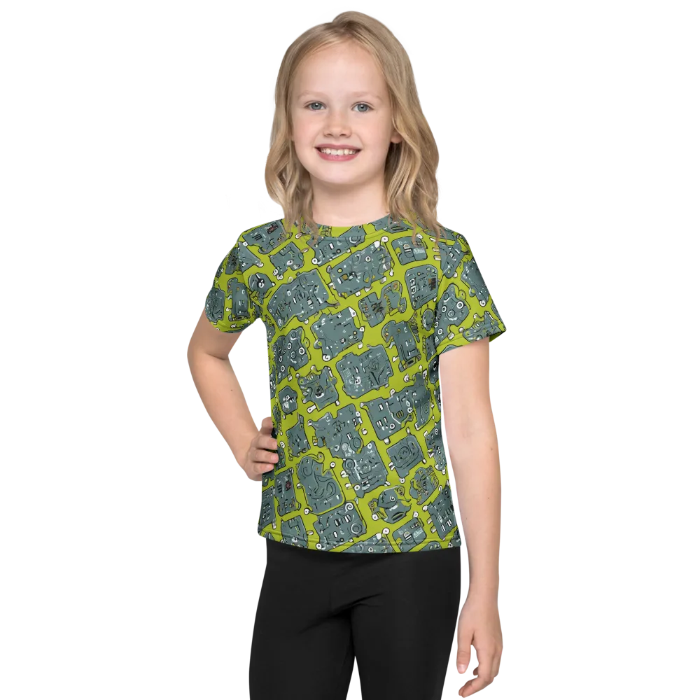 Lime Circuit on Kids Crew Neck T-Shirt — Front