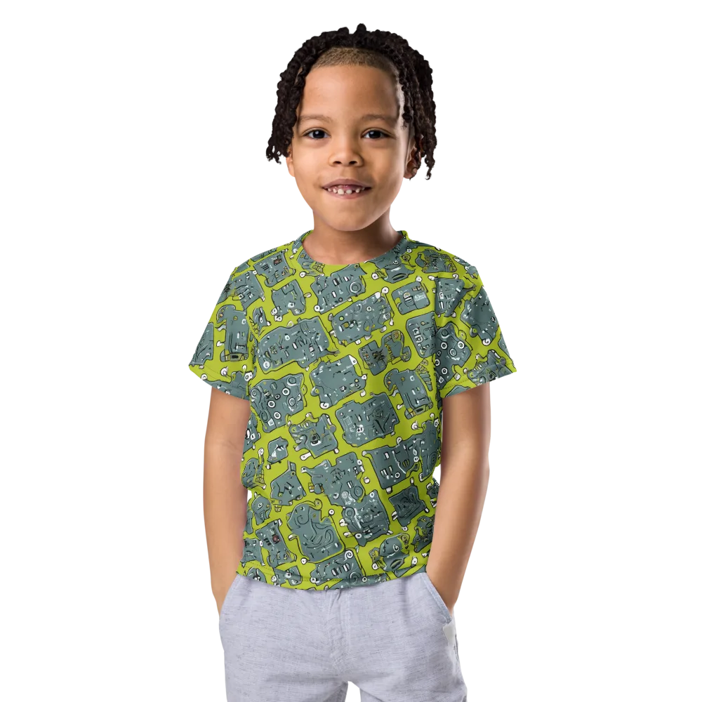 Lime Circuit on Kids Crew Neck T-Shirt — Front