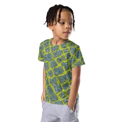 Lime Circuit on a Kids Crew Neck T-Shirt