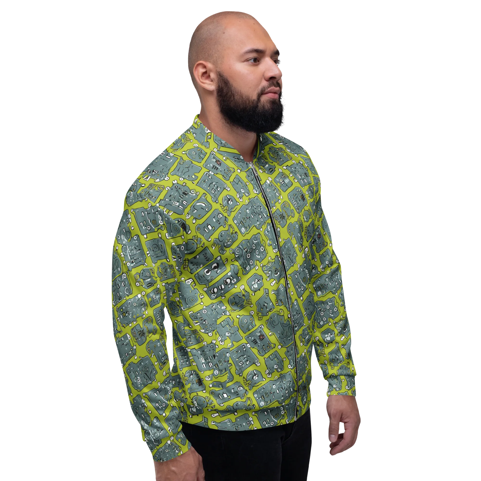 Lime Circuit on Bomber Jacket — Right