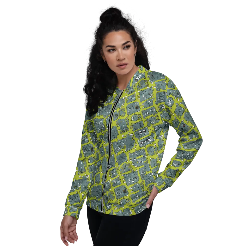 Lime Circuit on Bomber Jacket — Left