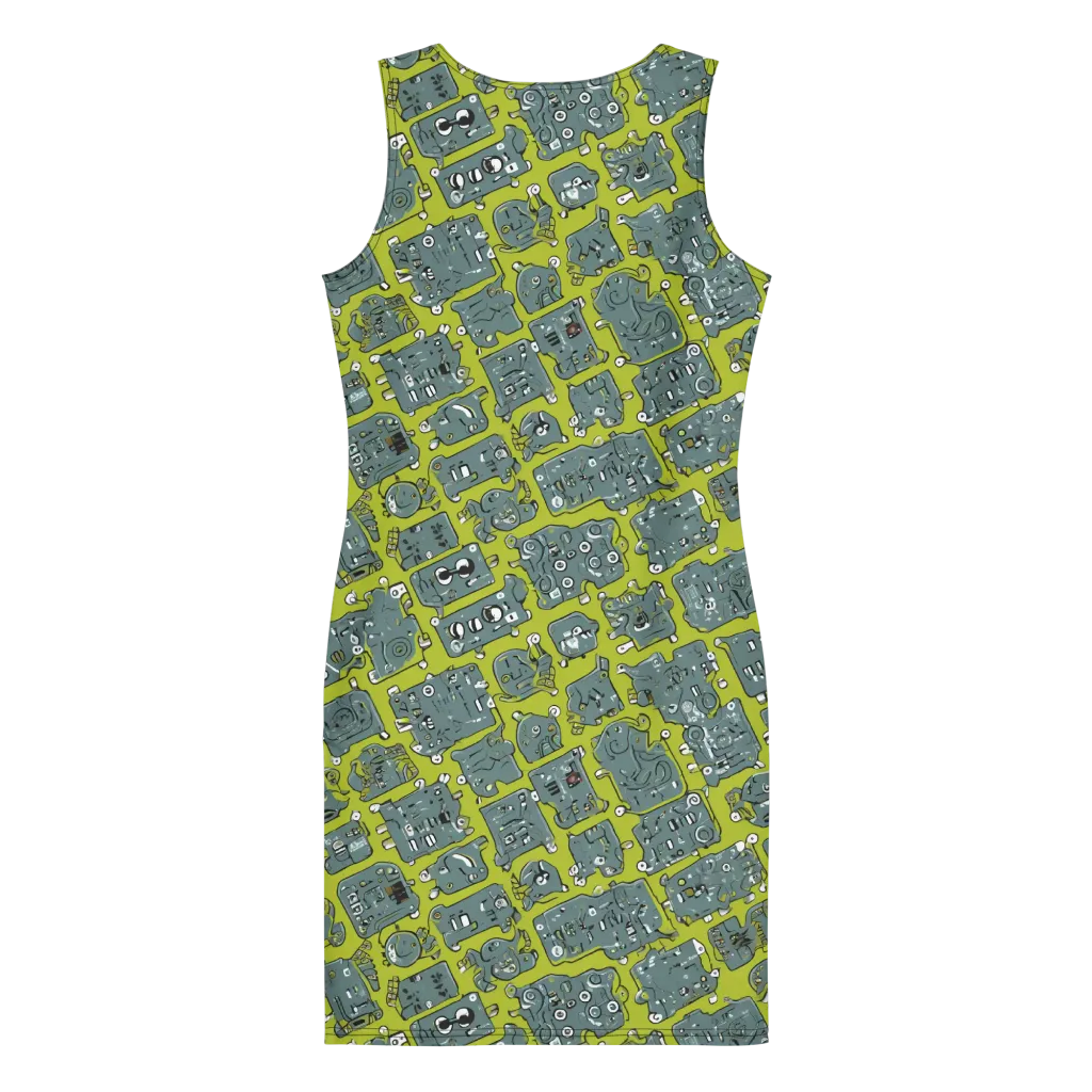 Lime Circuit on Bodycon Dress — Back