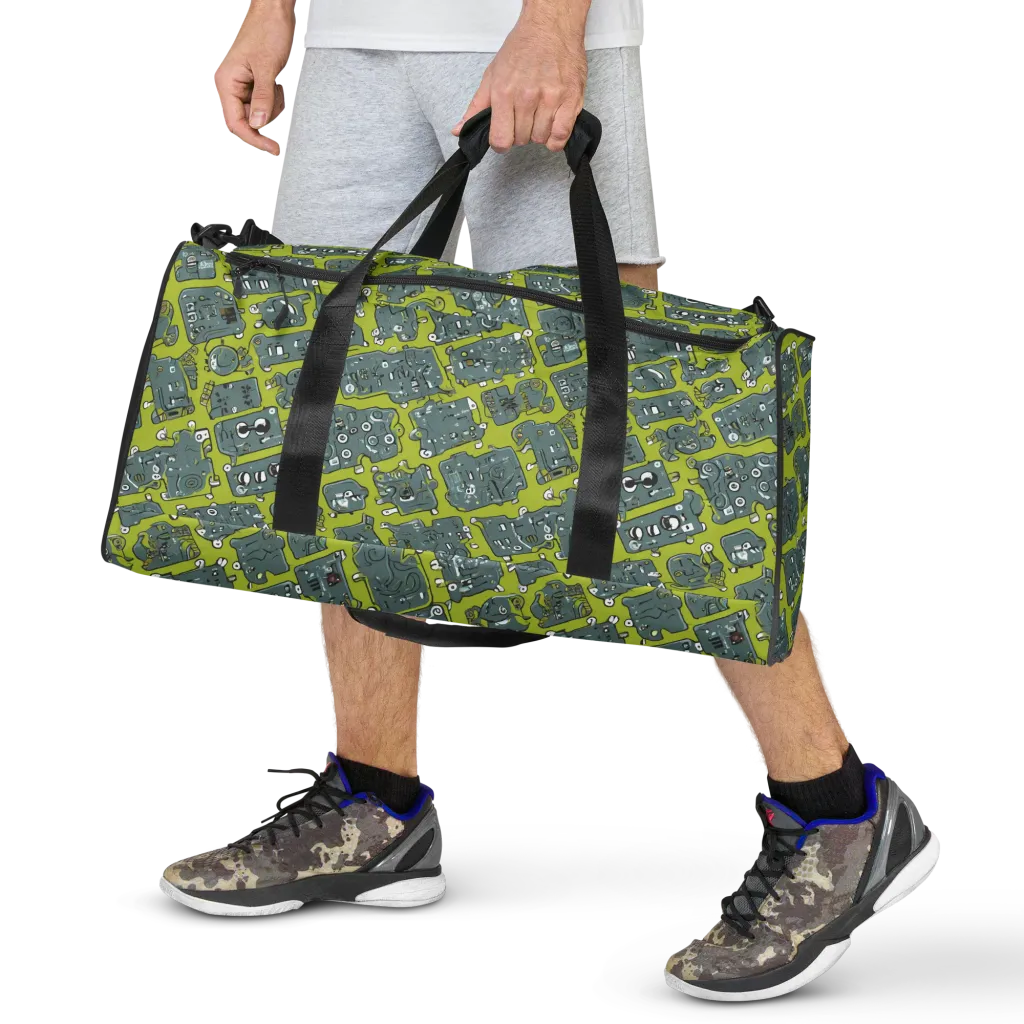 Lime Circuit on Duffle Bag — Front