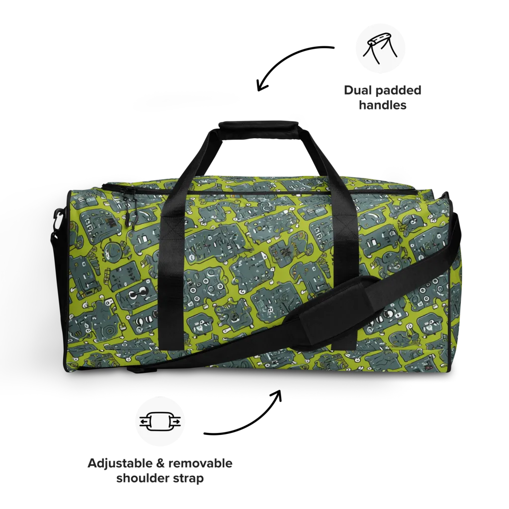 Lime Circuit on Duffle Bag — Front