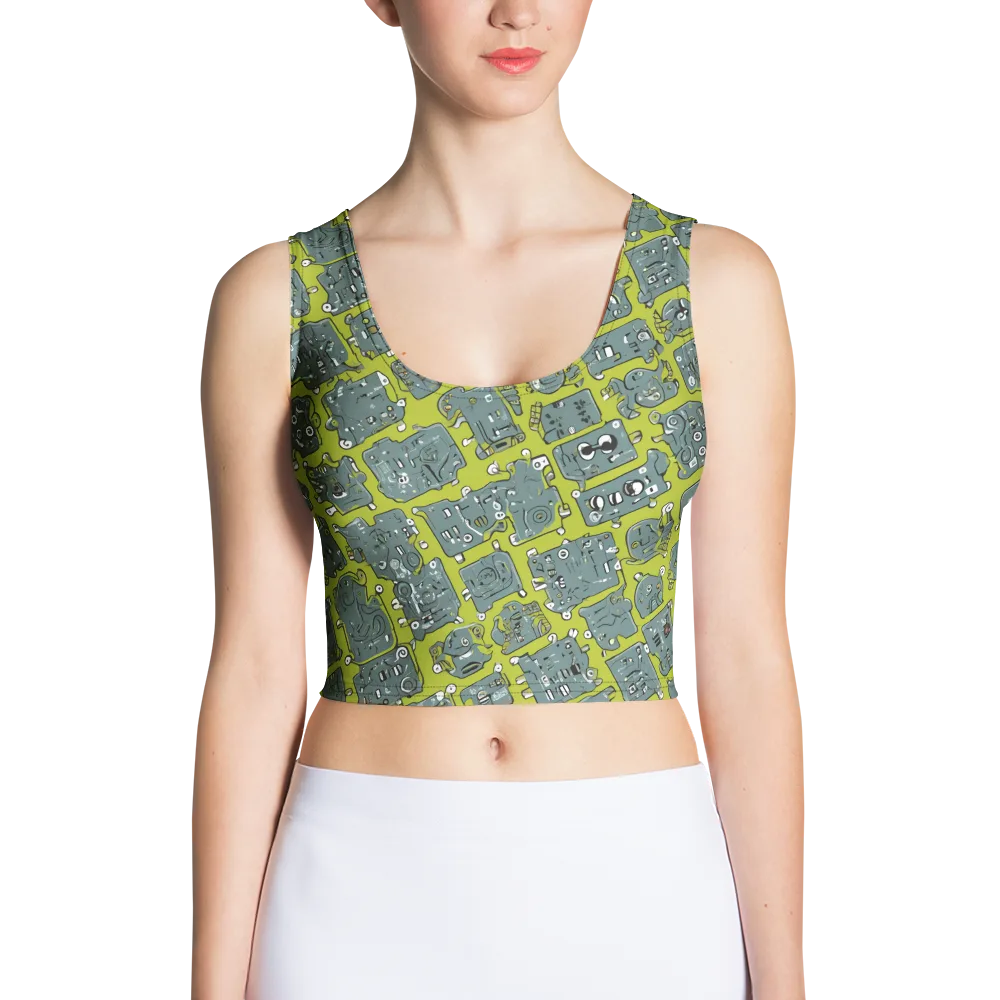 Lime Circuit on Crop Top — Front