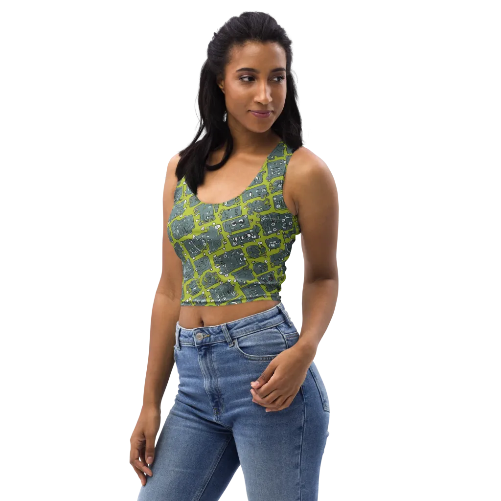 Lime Circuit on Crop Top — Left Front