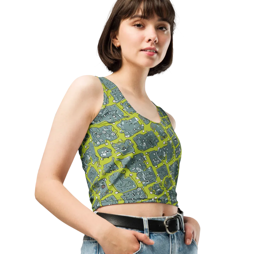 Lime Circuit on Crop Top — Right Front