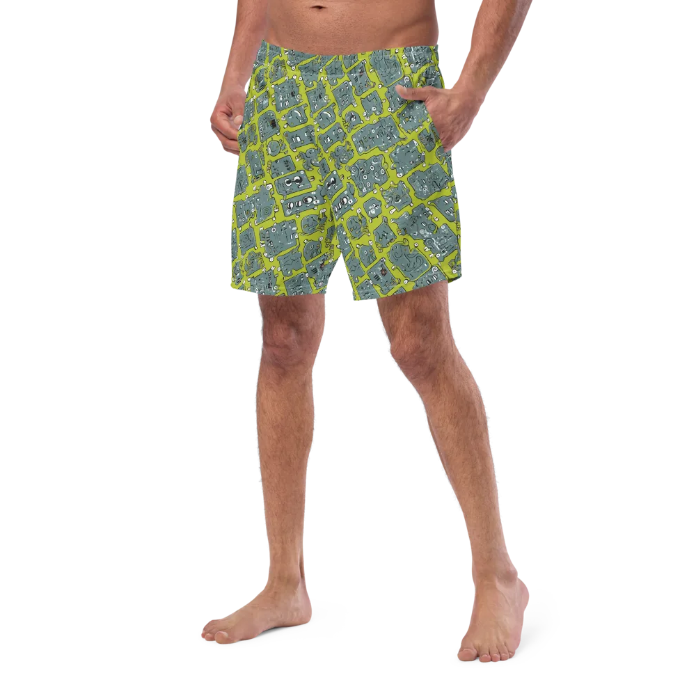 Lime Circuit on Swim Trunks — Left Front