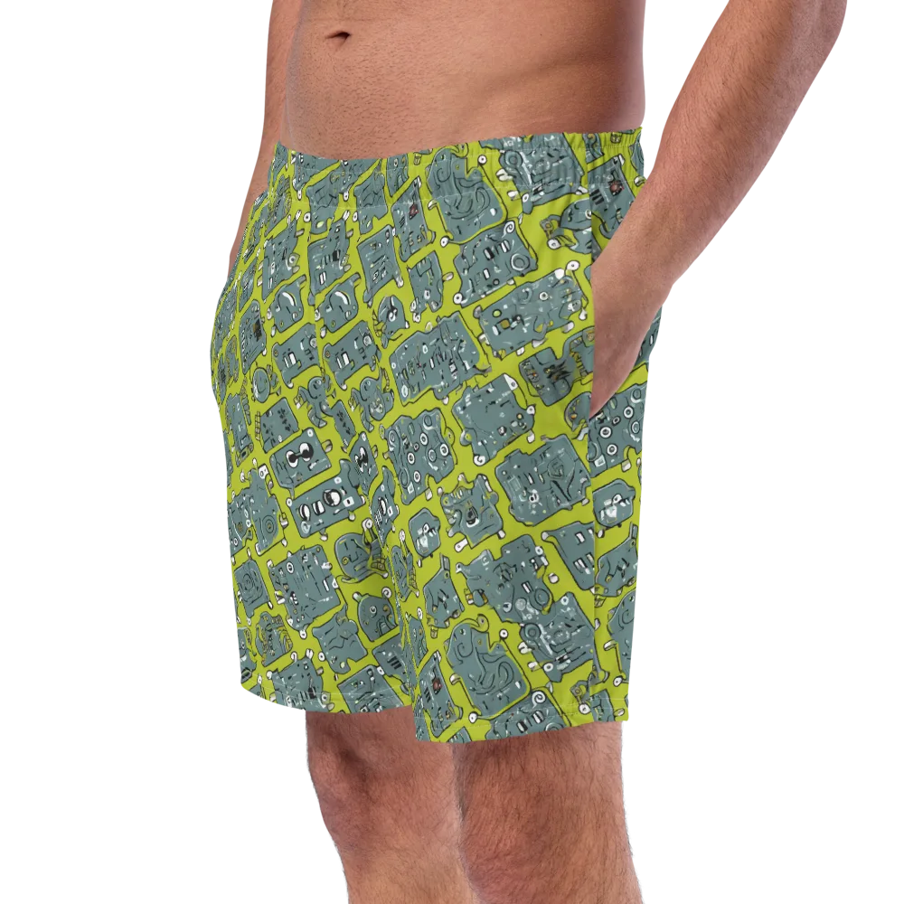 Lime Circuit on Swim Trunks — Left Front