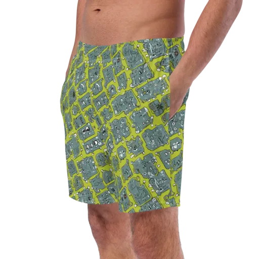 Lime Circuit on a Swim Trunks