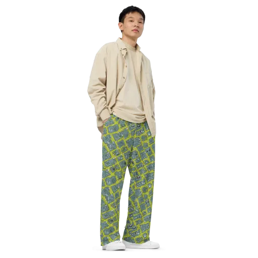 Lime Circuit on a Wide-Leg Pants