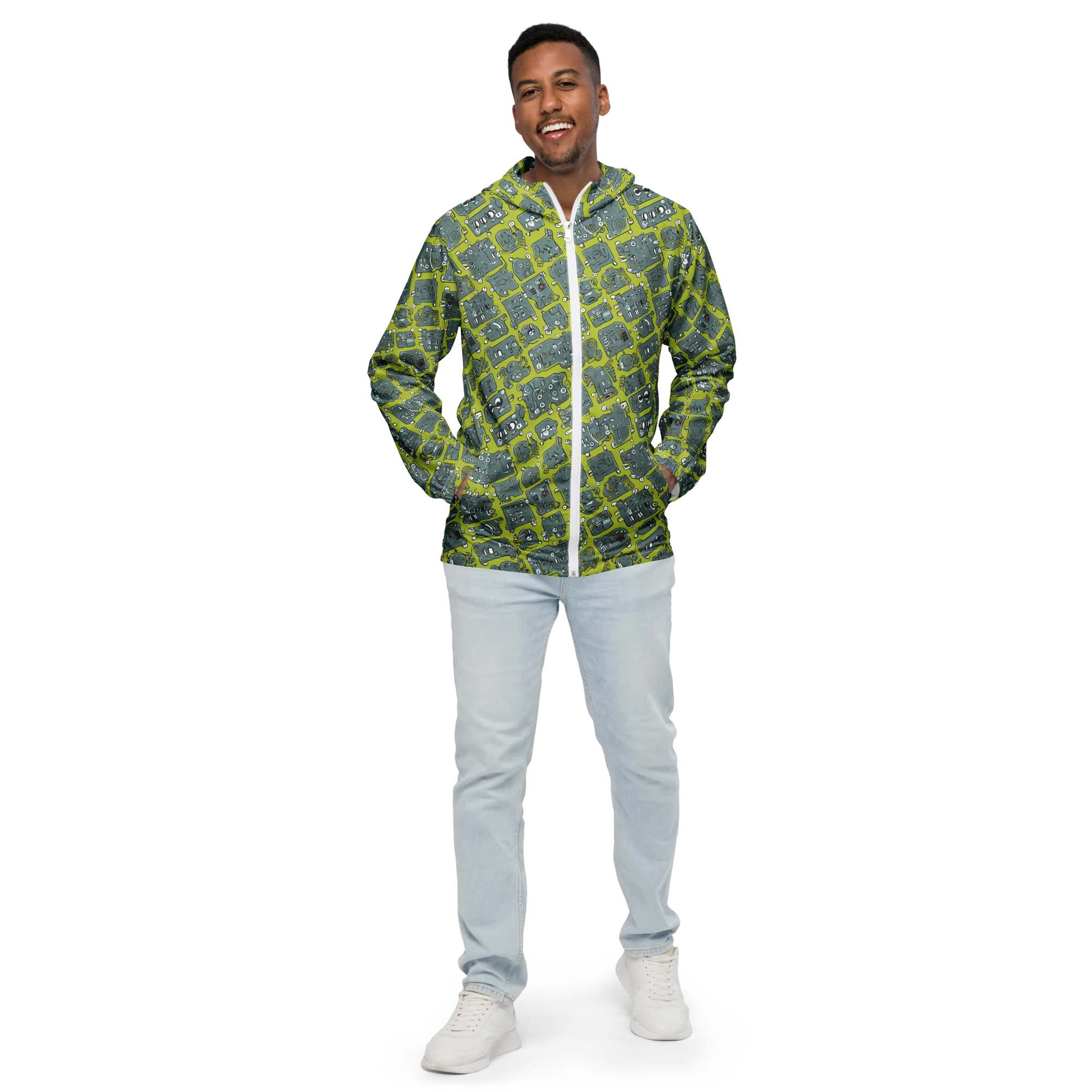 Lime Circuit on Men's Windbreaker — Front