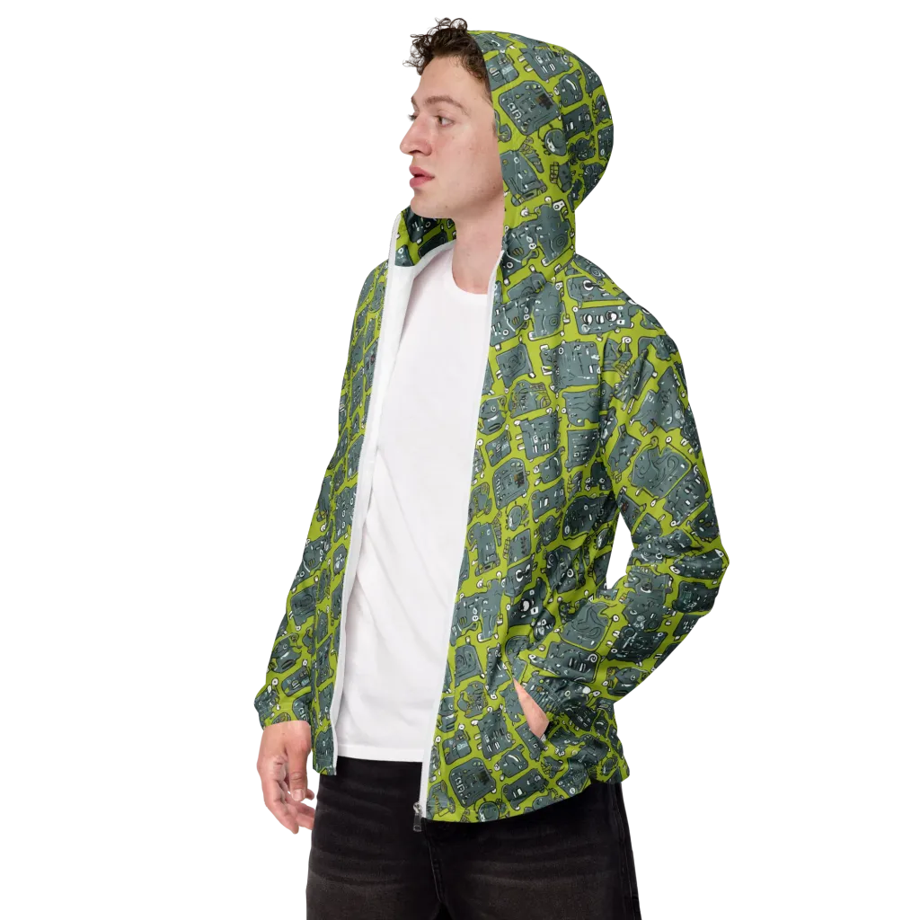 Lime Circuit on Men's Windbreaker — Left Front
