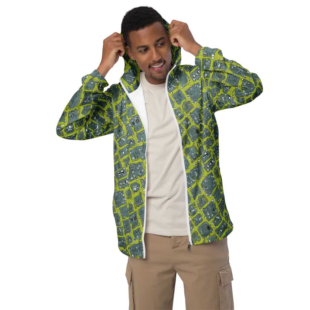 Lime Circuit on Men's Windbreaker — Front